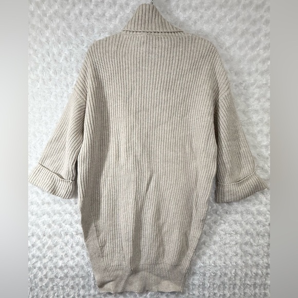 Anthropologie Moth Womens M Beige‎ Ribbed Cable Knit Turtleneck Sweater - Picture 2 of 10